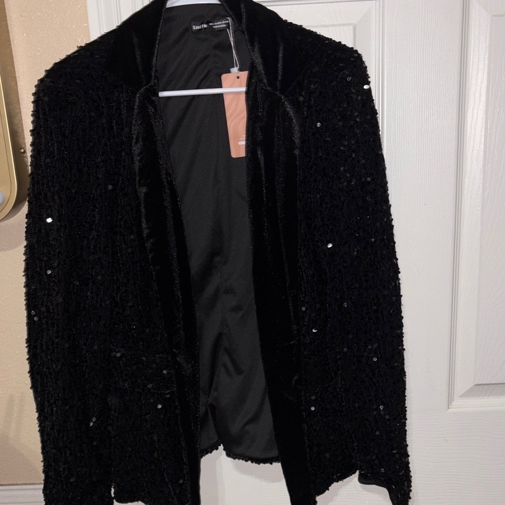 SHEIN Black Sequin Blazer